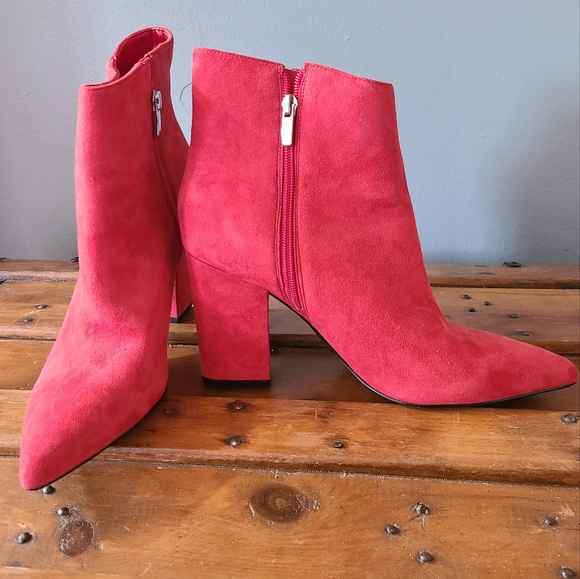 Nine West Stylish Fashion Trendy Red "Glorya" Heeled Ankle Boots size 10 - Picture 4 of 7